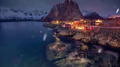 4k海边雪山雪天雪花唯美