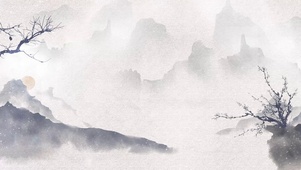 霜降节气水墨山水素雅古风