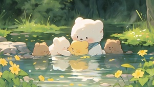 小熊玩水