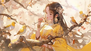 古风黄衣少女