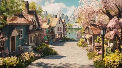 宁静小镇夏日建筑街道