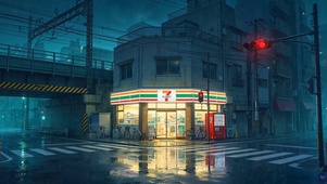 路口雨夜便利店