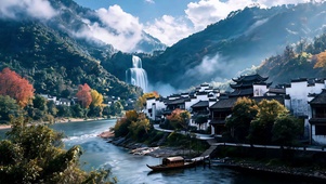 隐居徽派瀑布间