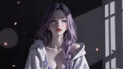 紫发氛围感温柔美少女