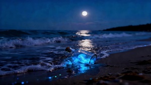 夜晚月光海滩