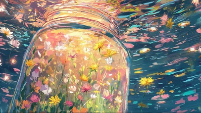 微光海洋唯美浪漫花海