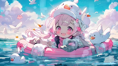 鸭鸭泳圈女孩