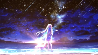 4K星空下的女孩