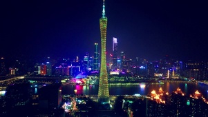 4k广州夜景地标建筑小蛮腰