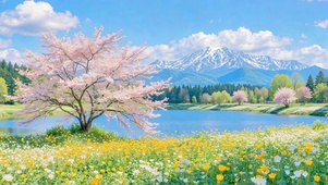 湖光山色里的樱色浪漫