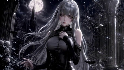 月夜古堡银发暗黑美少女