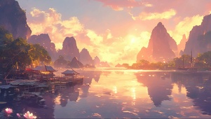 梦幻晚霞群岛海湾