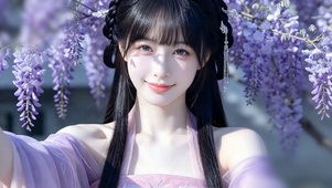 紫藤花唯美光影古风少女
