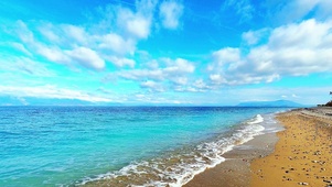 唯美海浪沙滩蓝天 4K