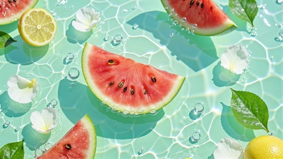 夏日清凉水上西瓜