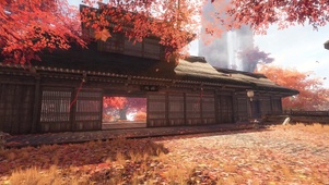 秋风落叶庭院