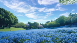 蓝色花丛