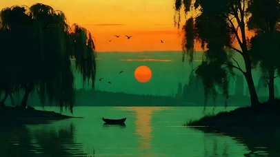 夕阳树木