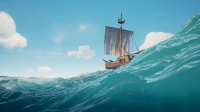 盗贼之海澎湃海浪蓝天白云