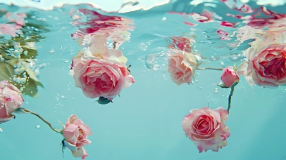 清新水中玫瑰