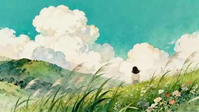 草原看风景的女孩