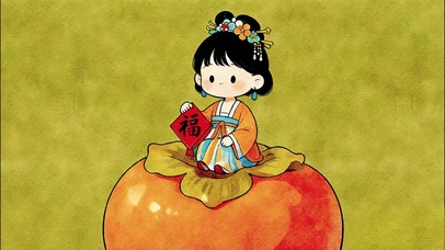 可爱柿事如意祝福仕女