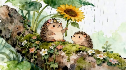 雨天可爱小刺猬