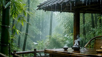 竹林屋檐雨