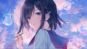 吹泡泡女孩