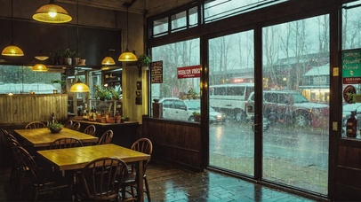 【雨景】雨中的咖啡店