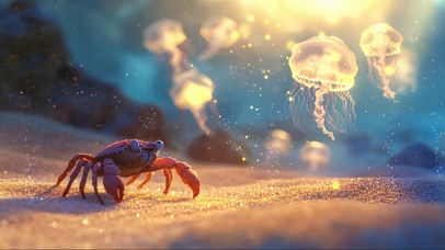 海底微光沙滩梦幻风景