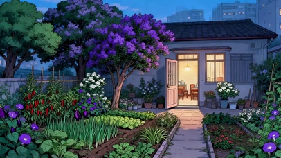 夜晚的小院菜园