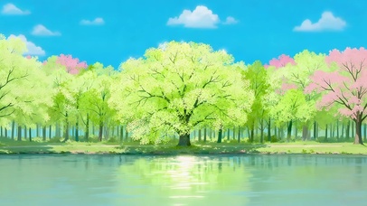 湖畔一抹绿色