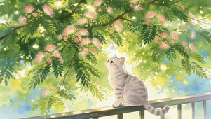 栏杆上的猫咪