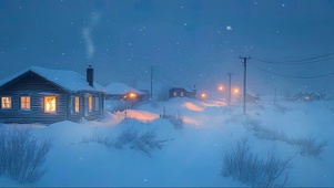 静谧冬日雪原小镇