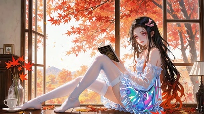 暖光漫窗，红叶伴读