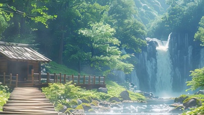 山涧护眼绿景带鱼屏