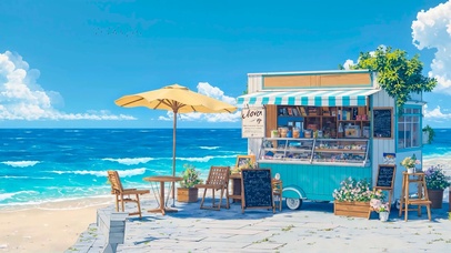 夏日海边便利店