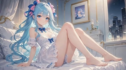 蓝发双马尾萝莉