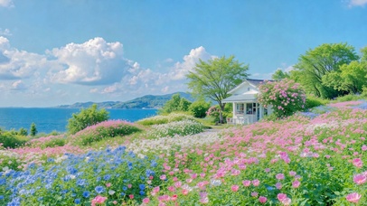 临海浪漫花海治愈美景