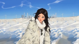 冬季雪天少女