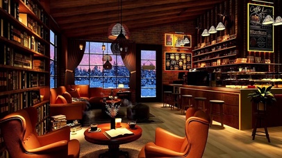 舒适冬季咖啡厅氛围