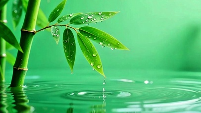 竹叶水滴4K