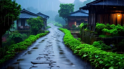 乡村雨景