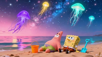 海滨星空奇幻水母