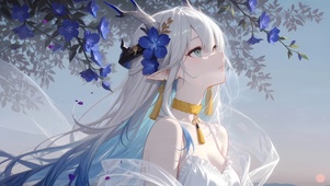 白发龙娘-蓝花夕阳