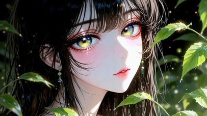 林间清新绿瞳少女