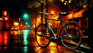 雨夜中的自行车