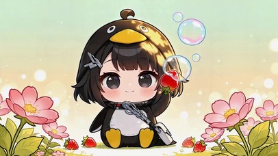 Q版企鹅装萝莉春日赏花