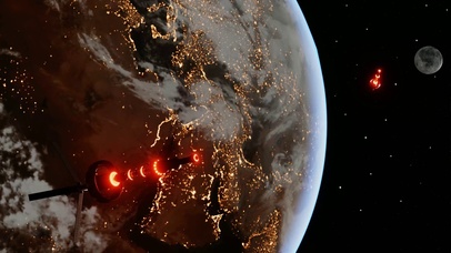 4K宇宙飞船经过行星